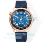 V+Factory Swiss Clone Jaeger LeCoultre Polaris Geographic Rose Gold Blue Face Watch 